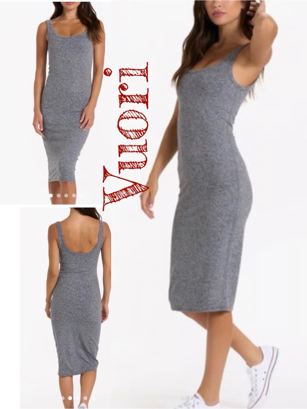 Vuori Tank Midi Dress in Gray -